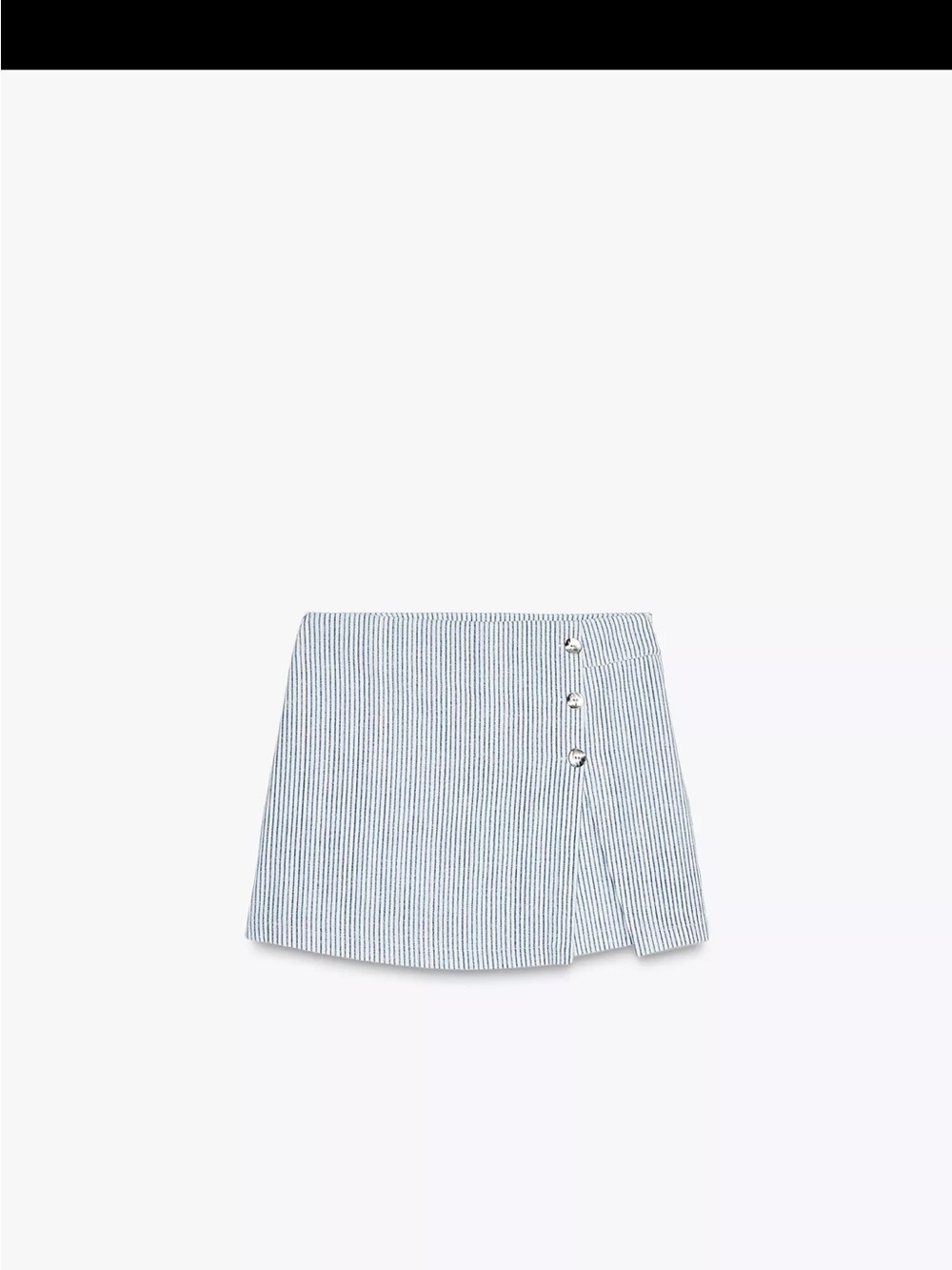 Zara Blue Pinstripe Mini Skirt with Side Buttons